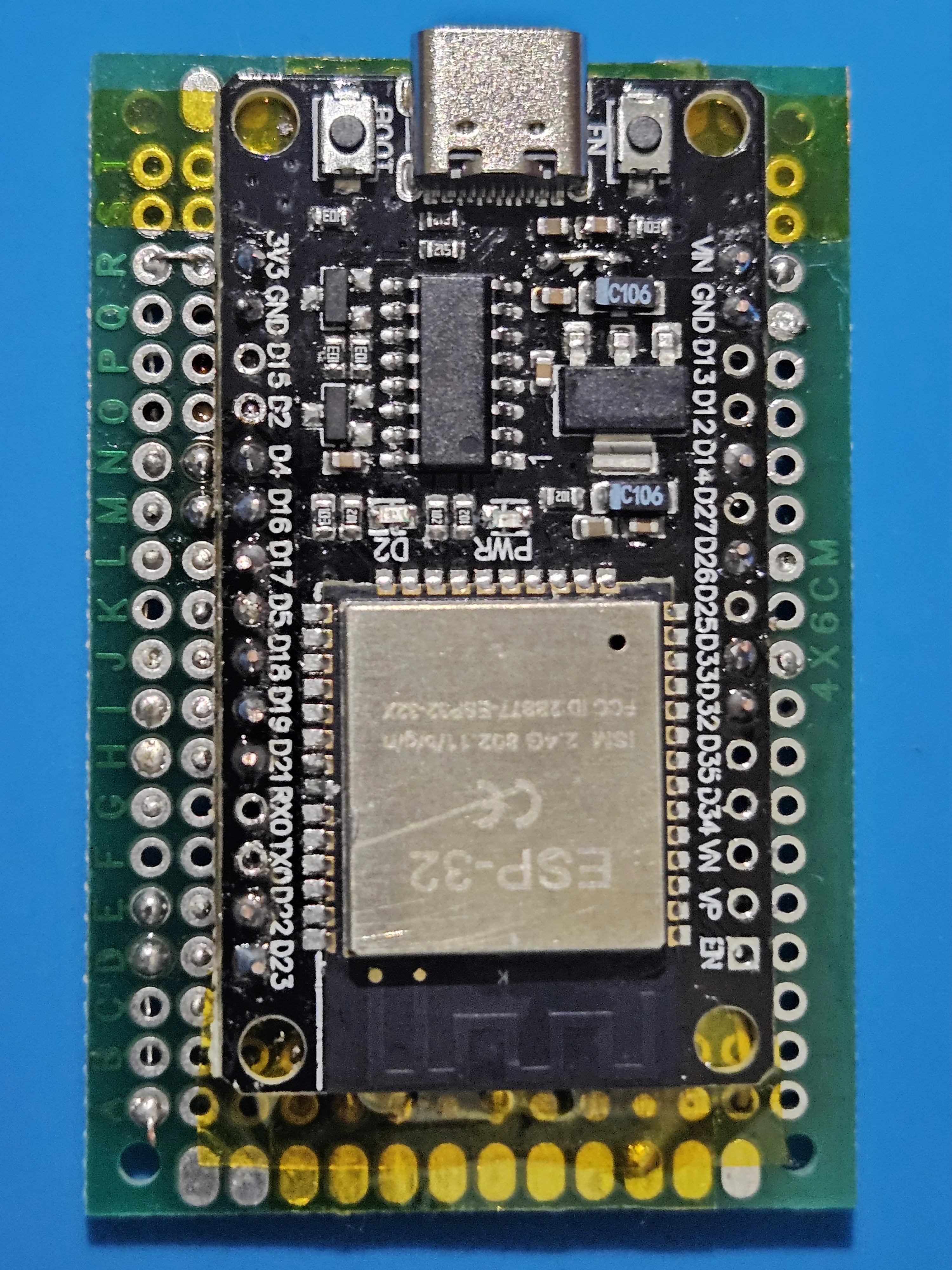 PCB top view with ESP32